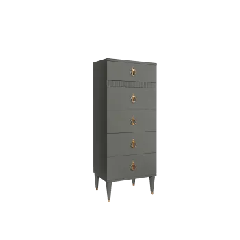 Комод узкий с планкой Римини СОЛО (Серый/Золото) РМКМ-2(s)