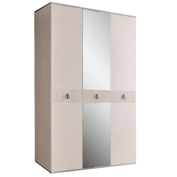 Шкаф 3-х дверный с зеркалом Римини СОЛО (Слоновая кость/Серебро) РМШ1/3(s)