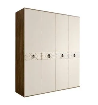 Шкаф 4-х дверный Bogemia Woodline Fa (Слоновая кость/Черный) БМШ2/4