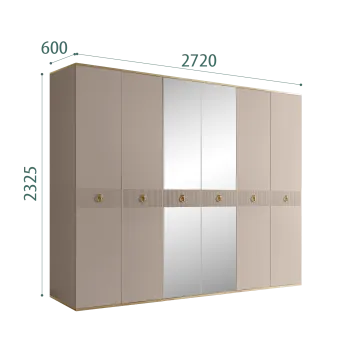 Шкаф 6-ти дверный с зеркалом Римини СОЛО (Мокка/Золото) РМШ1/6(s)