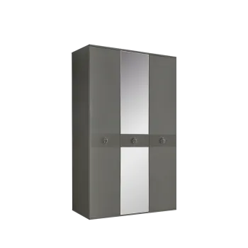 Шкаф 3-х дверный с зеркалом Римини СОЛО (Серый/Серебро) РМШ1/3(s)