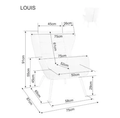 Кресло Signal LOUIS Velvet 28 (бежевый/черный) | изображение 4