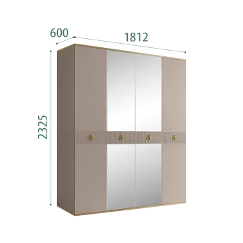 Шкаф 4-х дверный с зеркалом Римини СОЛО (Мокка/Золото) РМШ1/4(s)