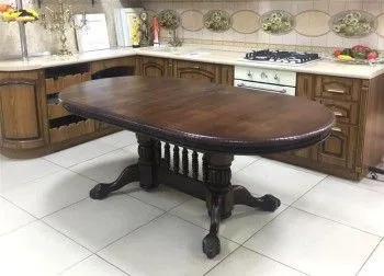 Стол АЗИЯ-М (Матовый лак/Темный орех/патина черная) 106х160х200х240