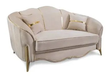 Диван Лара 2х местный бежевый золото (французская раскладушка)