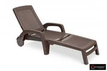 Шезлонг B:rattan MIAMI складной, коричневый
