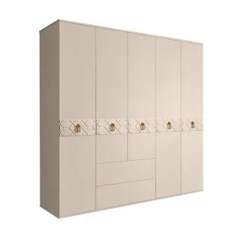 Шкаф 5-ти дверный с ящиками, Bogemia Farfalle (Ваниль/Золото) БМШ2/51(Fa)