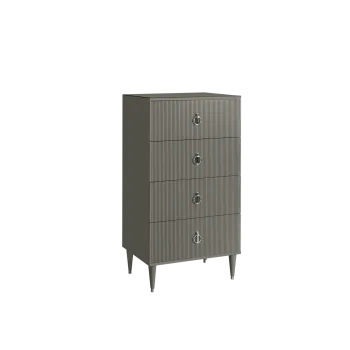 Комод 4 ящика Римини СОЛО (Серый/Серебро) РМКМ-6(s)