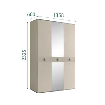 Шкаф 3-х дверный с зеркалом Римини СОЛО (Ваниль/Серебро) РМШ1/3(s)