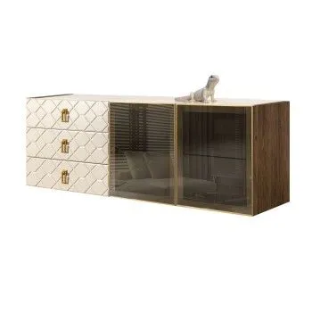 Комод 1.6м Bogemia Woodline Fly Fa (Слоновая кость) (Lakobel/Золото) БМКМ-4[5]