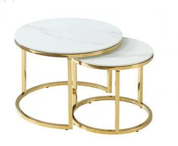Комплект Signal MUSE II, 2 стола журнальных (эффект белого мрамора/золотой)