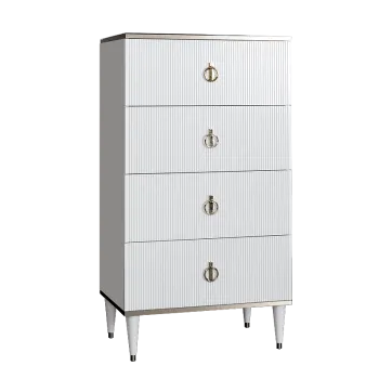Комод 4 ящика Римини СОЛО (Белый/Серебро) РМКМ-6(s)