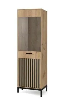 Шкаф-витрина Halmar LAMINO W-1 (дуб крафт/черный)