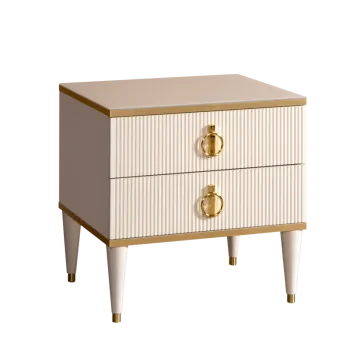 Тумба прикроватная 2 ящика Римини СОЛО (Слоновая кость/Золото) РМТП-2(s)