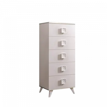 Комод узкий Диора слоновая кость/серебро ДКМ-2