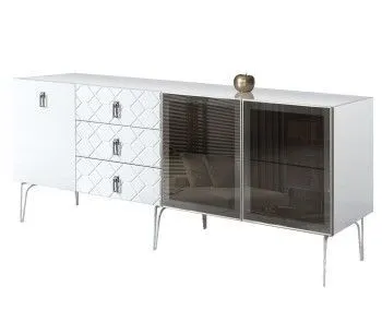 Комод 2.1м Bogemia Farfalle (Белый) (Lakobel/Хром) БМКМ-5(Fa)[5][10]