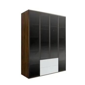 Шкаф 4-х дв. с ящиками Bogemia Woodline Air (Белый/Черный) БМШ2/42(4)