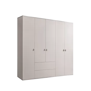 Шкаф 5-ти дверный с ящиками Римини (Слоновая кость/Серебро) РМШ2/51