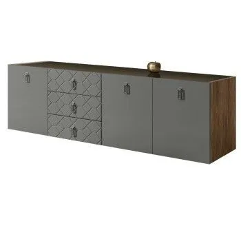 Комод 2.1м Bogemia Woodline Fly Fa (Серый) (Lakobel/Хром) БМКМ-5