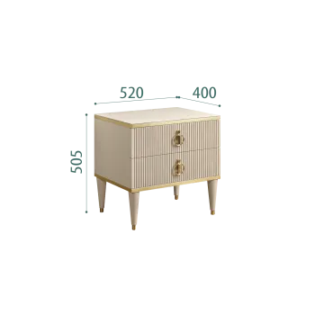 Тумба прикроватная 2 ящика Римини СОЛО (Ваниль/Золото) РМТП-2(s)
