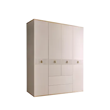 Шкаф 4-х дверный с ящиками Римини СОЛО (Слоновая кость/Золото) РМШ2/41(s)