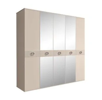 Шкаф 5-ти дв. с зеркалами Bogemia Fillini (Ваниль/Хром) БМШ1/5(Fi)