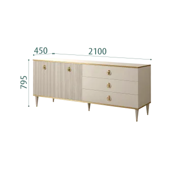 Комод для гостиной 2.1м Римини СОЛО (Ваниль/Золото) РМКМ-5(s)