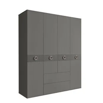 Шкаф 4-х дверный с ящиками, Bogemia Fillini (Серый/Хром) БМШ2/41(Fi)