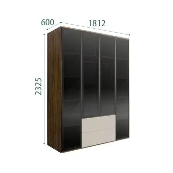 Шкаф 4-х дв. с ящиками Bogemia Woodline Air (Шелк/Черный) БМШ2/42(4)