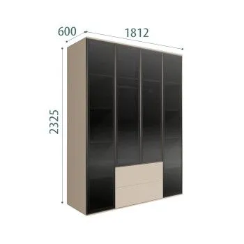 Шкаф 4-х дв. с ящиками Bogemia Air (Ваниль/Черный) БМШ2/42(4)
