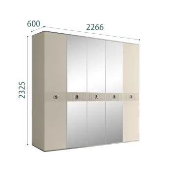Шкаф 5-ти дверный с зеркалом Римини СОЛО (Ваниль/Серебро) РМШ1/5(s)