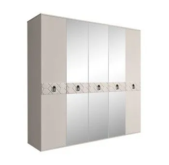 Шкаф 5-ти дв. с зеркалами Bogemia Farfalle (Шелк/Черный) БМШ1/5(Fa)