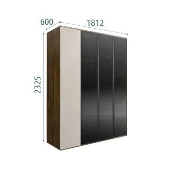 Шкаф 4-х дв. Bogemia Woodline Air (Шелк/Черный) БМШ2/4(3)