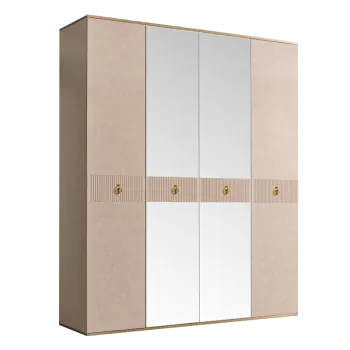 Шкаф 4-х дверный с зеркалом Римини СОЛО (Латте/Золото) РМШ1/4(s)