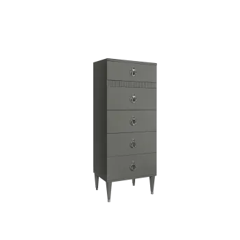 Комод узкий с планкой Римини СОЛО (Серый/Серебро) РМКМ-2(s)