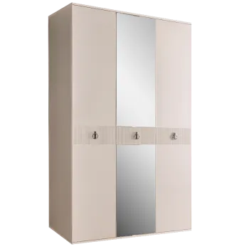 Шкаф 3-х дверный с зеркалом Римини СОЛО (Бежевый/Серебро) РМШ1/3(s)