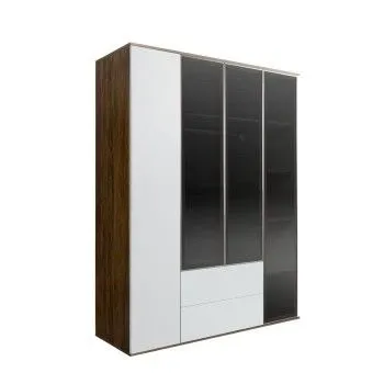 Шкаф 4-х дв. с ящиками Bogemia Woodline Air (Белый/Серебро) БМШ2/42(3)