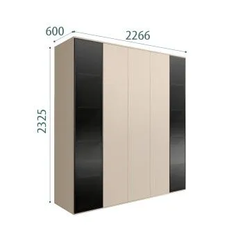 Шкаф 5-ти дв. Bogemia Air (Ваниль/Черный) БМШ2/5(2)