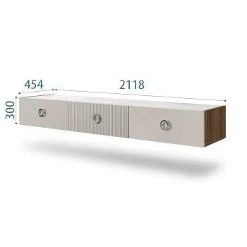 Тумба телевизионная 2.1м Bogemia Woodline Fly Fi (Шелк) (Novabuk/Хром) БМТ-2[10]