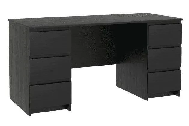 Стол письменный Кастор, 6 ящиков, 151х65х75 см, черный, дуб венге