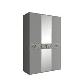Шкаф 3-х дверный с зеркалом Bogemia Farfalle (Серый/Золото) БМШ1/3(Fa)