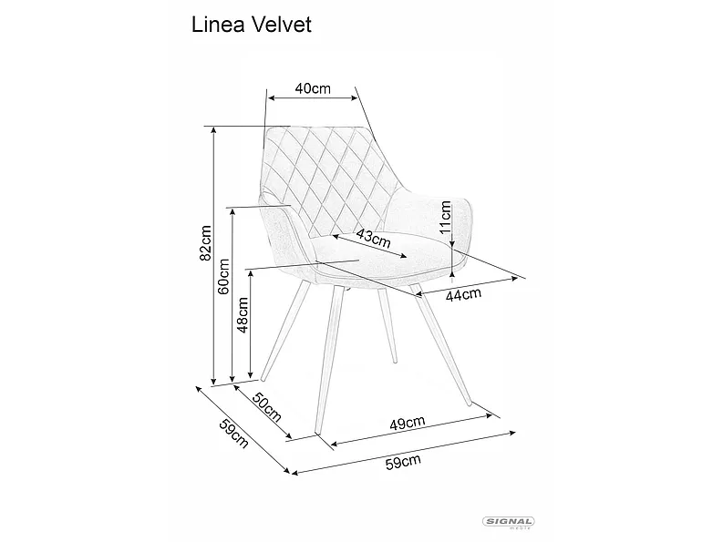 Стул кухонный Signal LINEA Velvet (серый/черный мат) | изображение 2