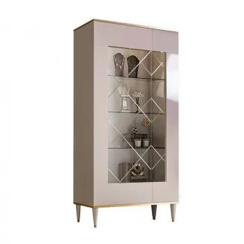 Витрина двухстворчатая левая Римини (слоновая кость золото) РМВ2-2С - Выставка Лобня