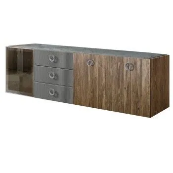 Комод 2.1м Bogemia Woodline Fly Wood Fi (Серый) (Novabuk/Хром) БМКМ-5[4]