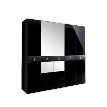Шкаф 5-ти дверный с зеркалом, с ящиками Римини СОЛО (Черный/Серебро) РМШ1/51(s)