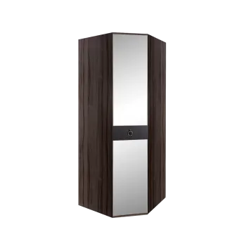 Шкаф угловой с зеркалом Римини СОЛО (Орех империя/Серебро) РМШУ1/1(s)