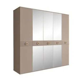 Шкаф 5-ти дв. с зеркалами Bogemia Fillini (Мокка/Золото) БМШ1/5(Fi)