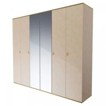 Шкаф 6-ти дверный с зеркалом Римини (Латте/Золото) РМШ1/6