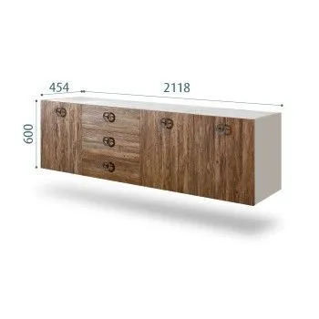 Комод 2.1м Bogemia Fly Wood Fi (Шелк) (Novabuk/Хром) БМКМ-5