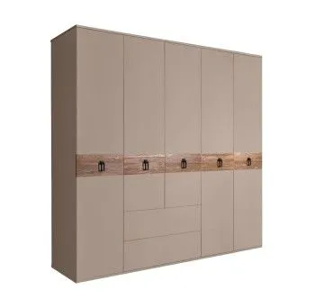 Шкаф 5-ти дверный с ящиками, Bogemia Wood Fa (Мокка/Черный) БМШ2/51(Wo)